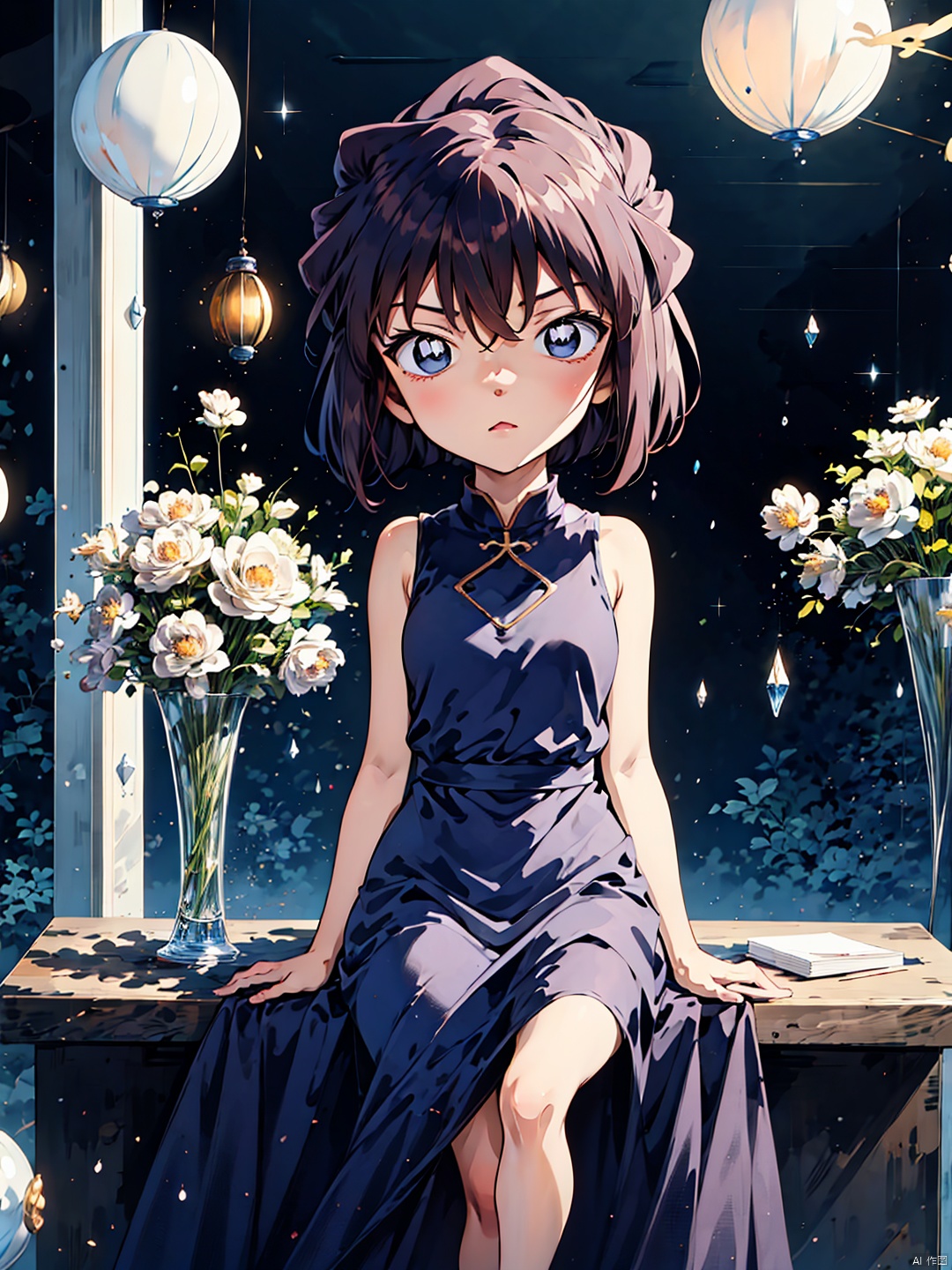 HaibaraAi,Best quality,masterpiece,Extremely high resolution,1 loli,looking at the audience,detailed face,short hair,deep eyes,dress,full bodyimage,masterpiece, best quality, mtianmei, mpaidui, HaibaraAi, Anime, fantasy, magic,HaibaraAi