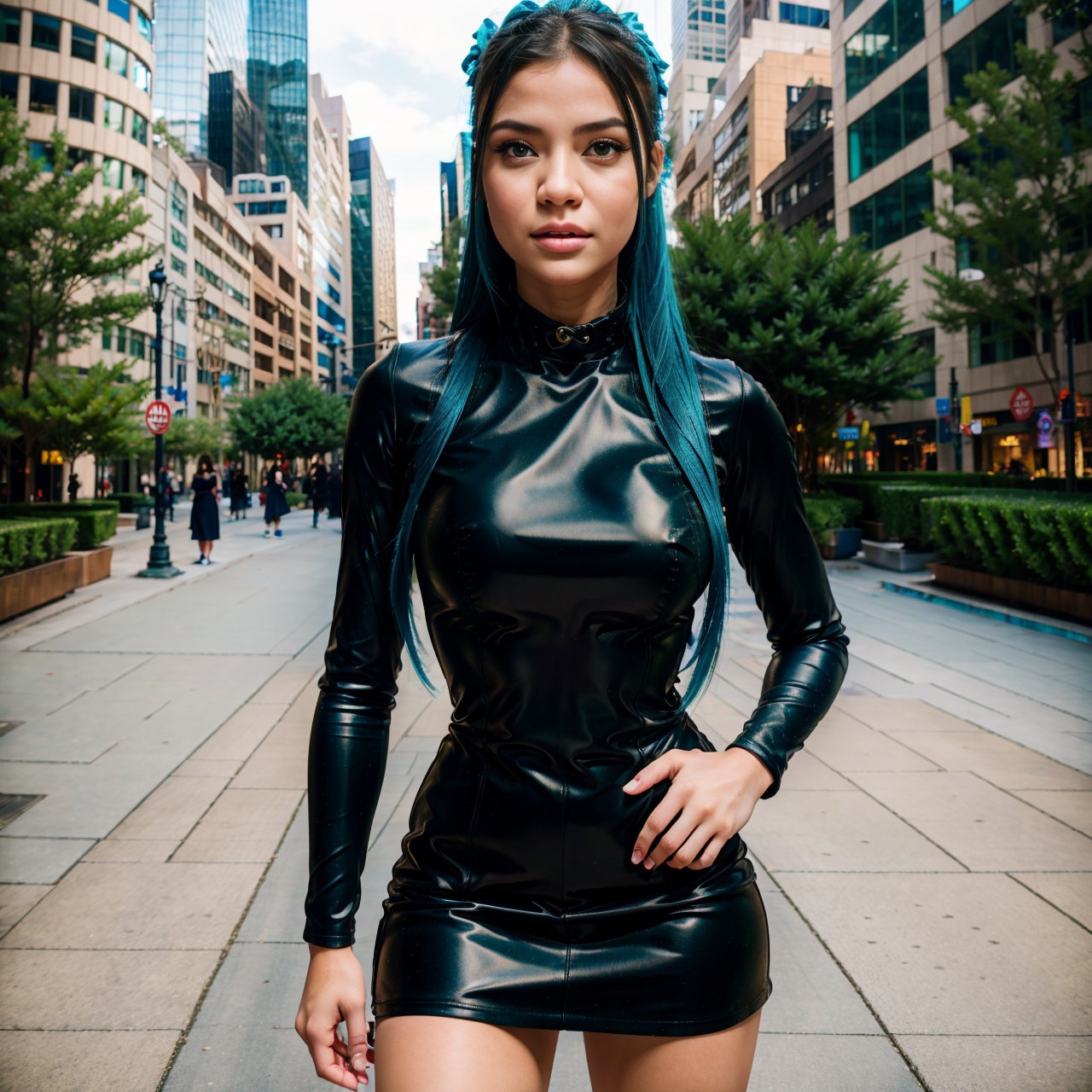 (8K, RAW Photo, Best Quality, Masterpiece: 1.2), (Realistic, Realistic: 1.37), 1 Girl, City Background, Avatar .50MM LENS