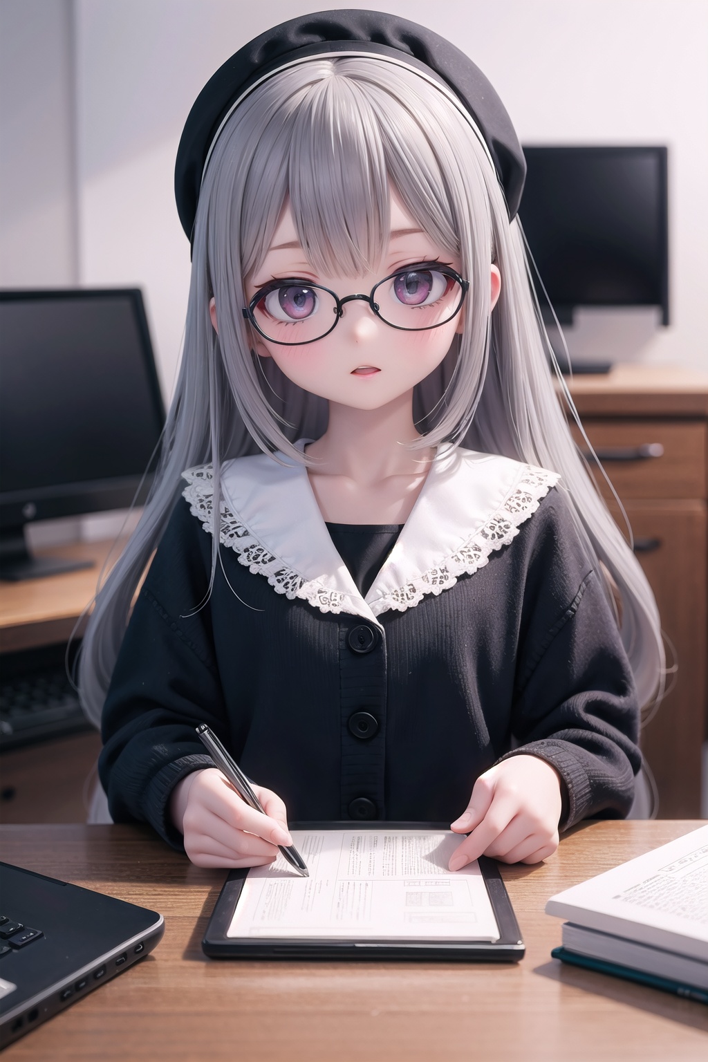 (masterpiece),  1girl,  glasses on Tensor.Art