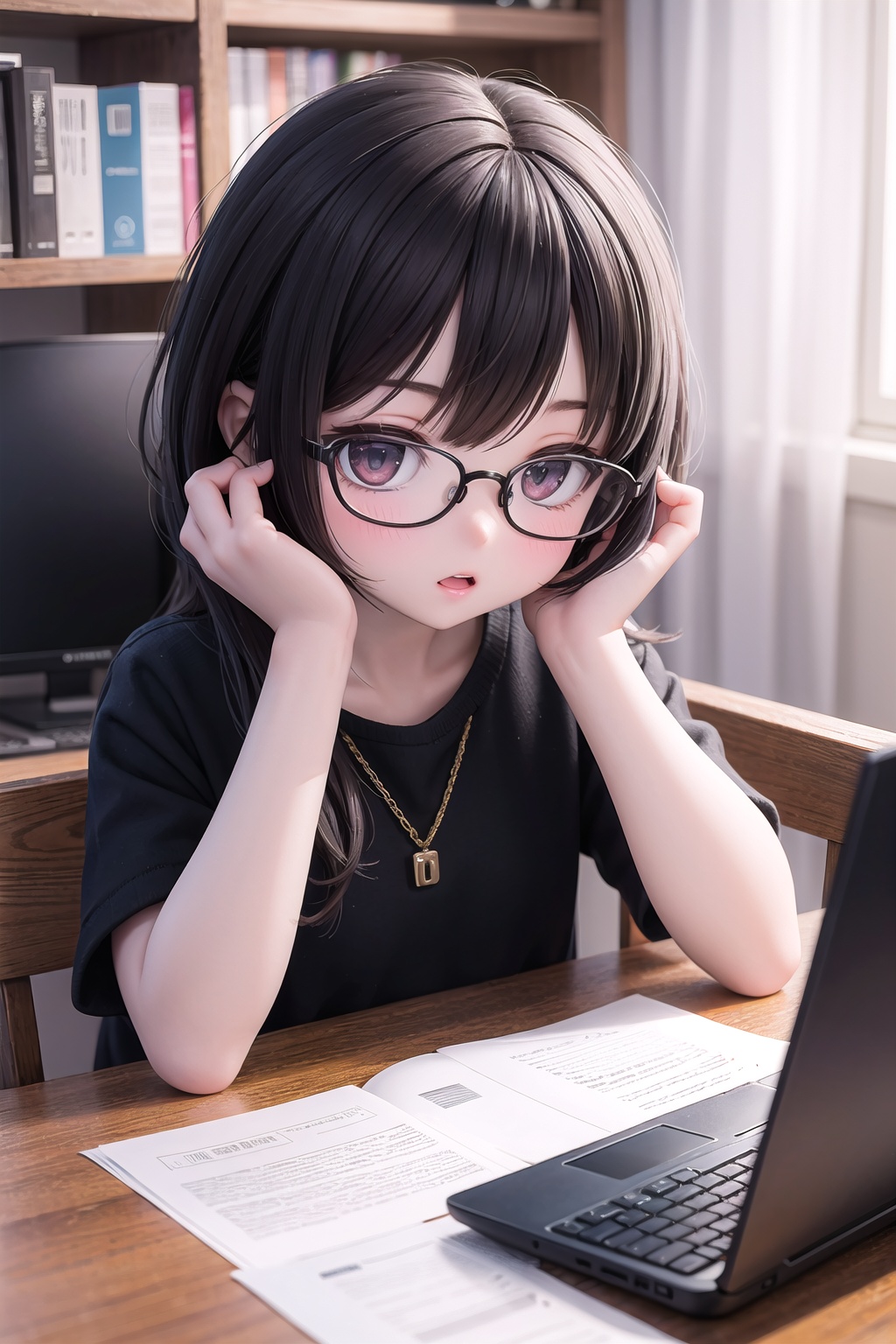 (masterpiece),  1girl,  glasses on Tensor.Art