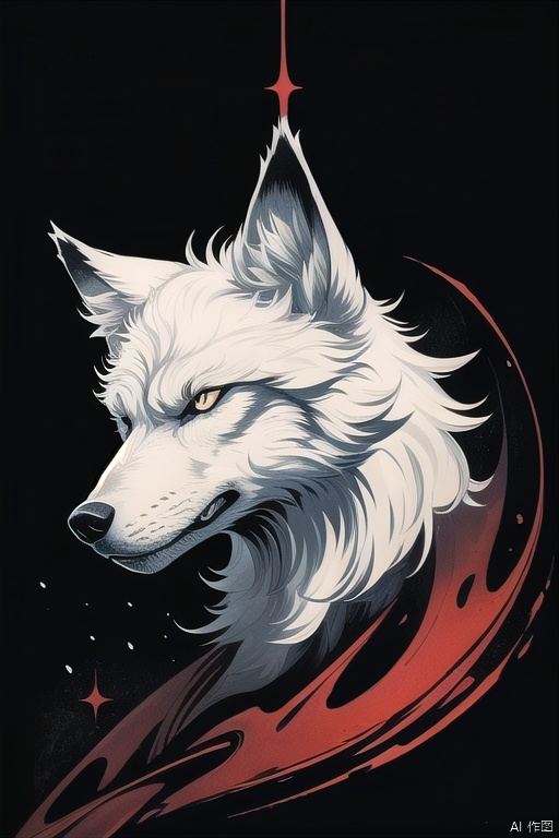 zstyle, (masterpiece),  one angry wolf head, swirling ink, black background,<lora:EMS-263416-EMS:0.800000>
