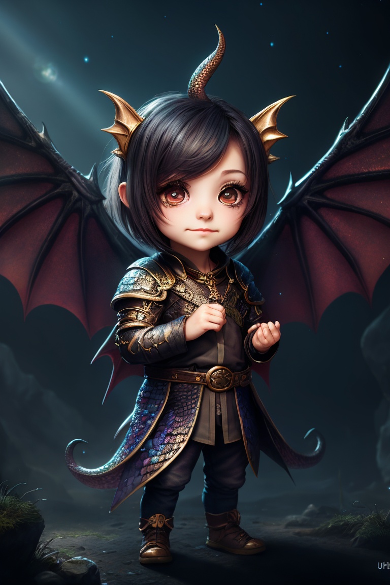 cute chibi baby dragon,  cinematic background,  vibrant colors on Tensor.Art