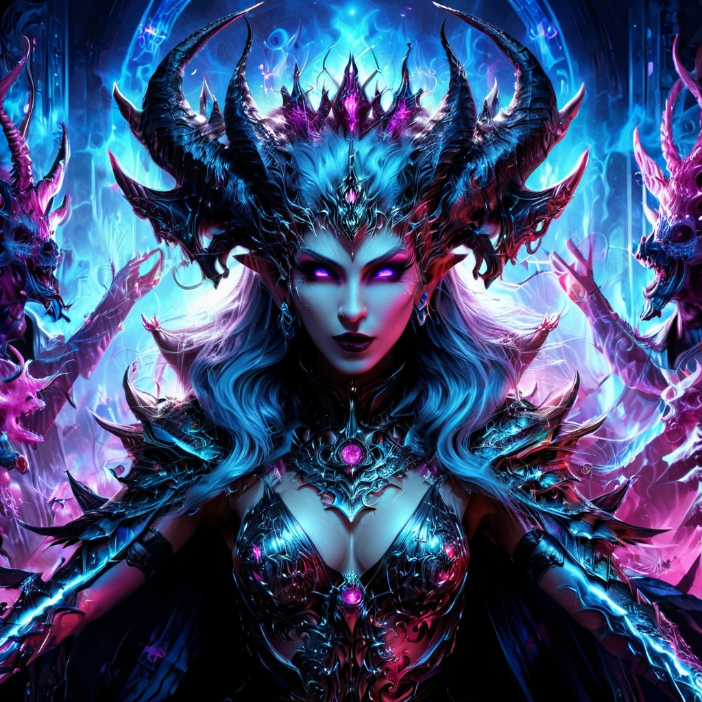 1girl,  perfect face,  Dark synth war deity on Tensor.Art