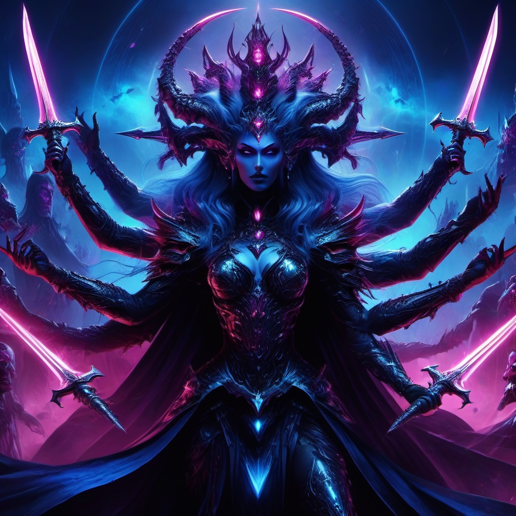 1girl,  perfect face,  Dark synth war deity on Tensor.Art
