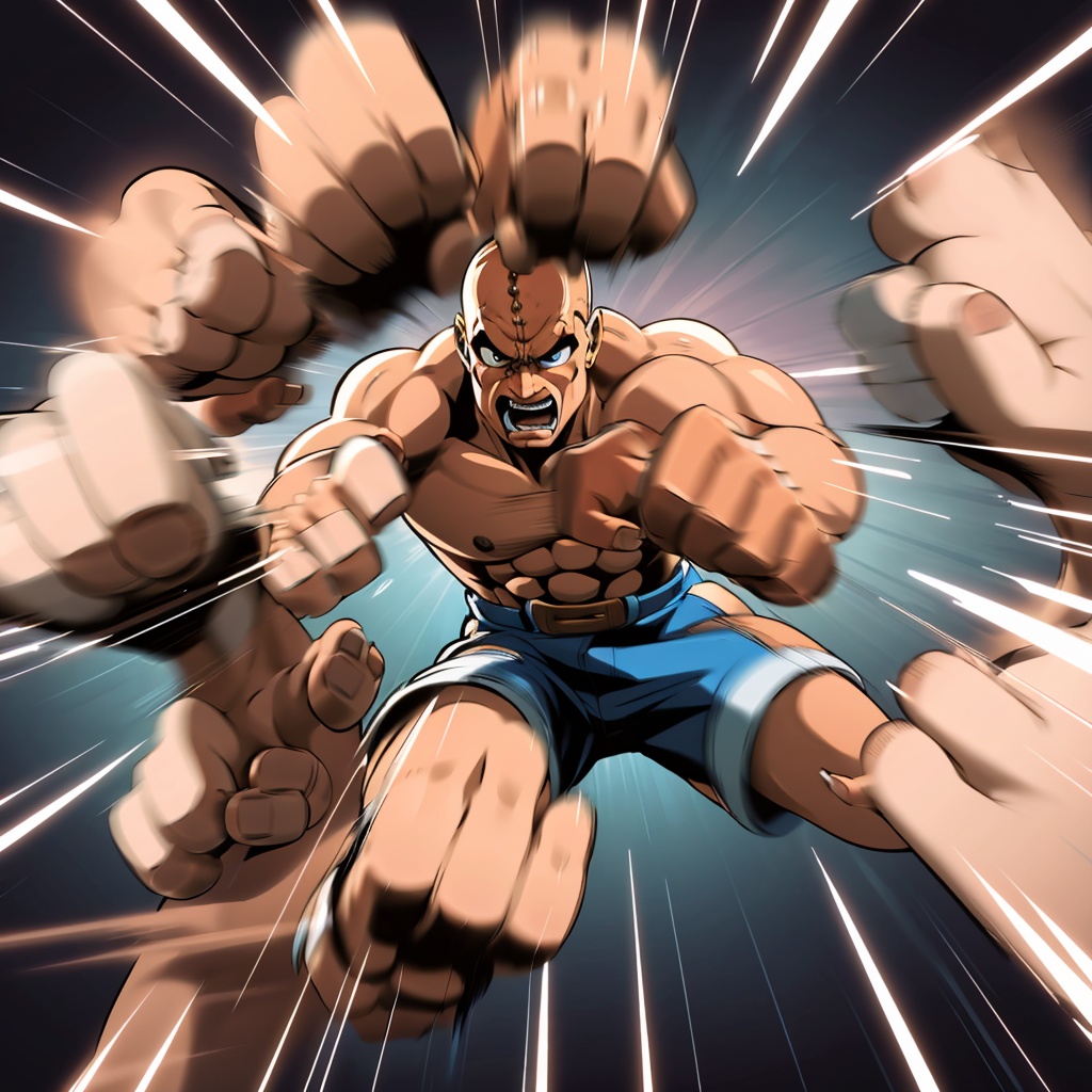punching,  clenched hands,  motion lines on Tensor.Art