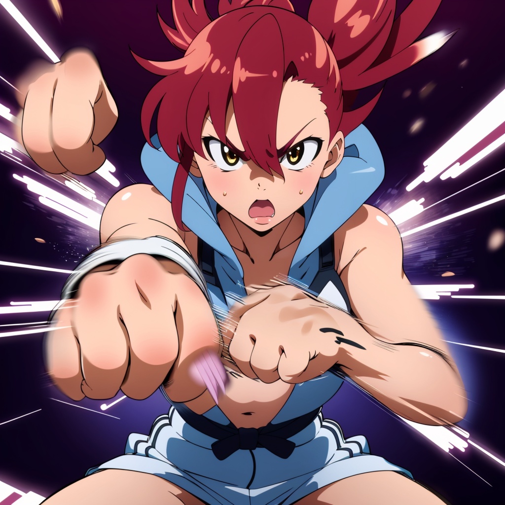 punching,  clenched hands,  motion lines on Tensor.Art