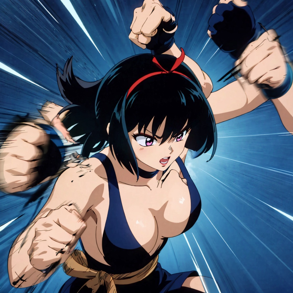 punching,  clenched hands,  motion lines on Tensor.Art