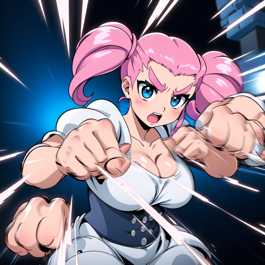 punching,  clenched hands,  motion lines on Tensor.Art