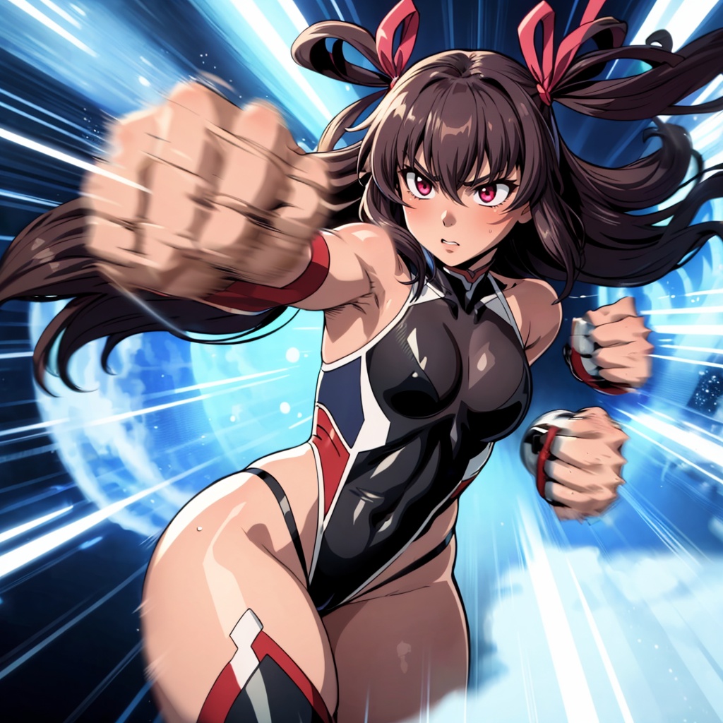 punching,  clenched hands,  motion lines on Tensor.Art
