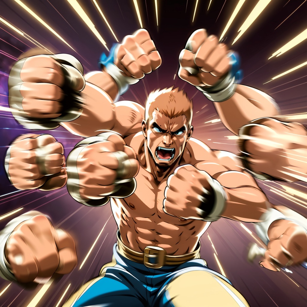 punching,  clenched hands,  motion lines on Tensor.Art