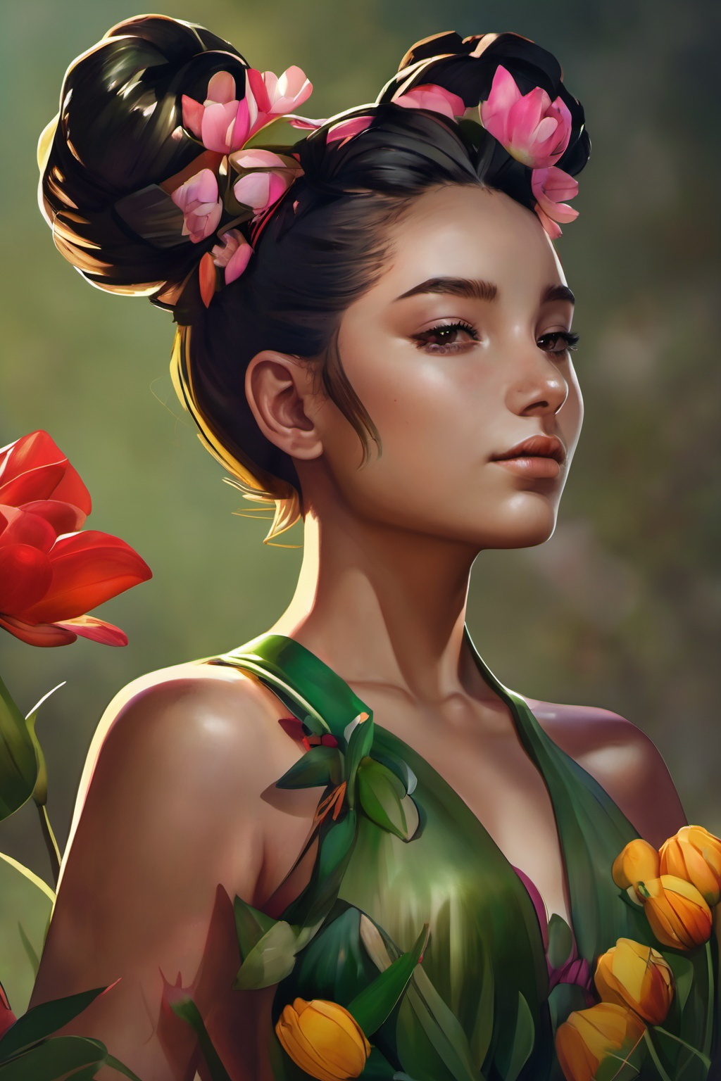 1girl,  solo,  black hair on Tensor.Art