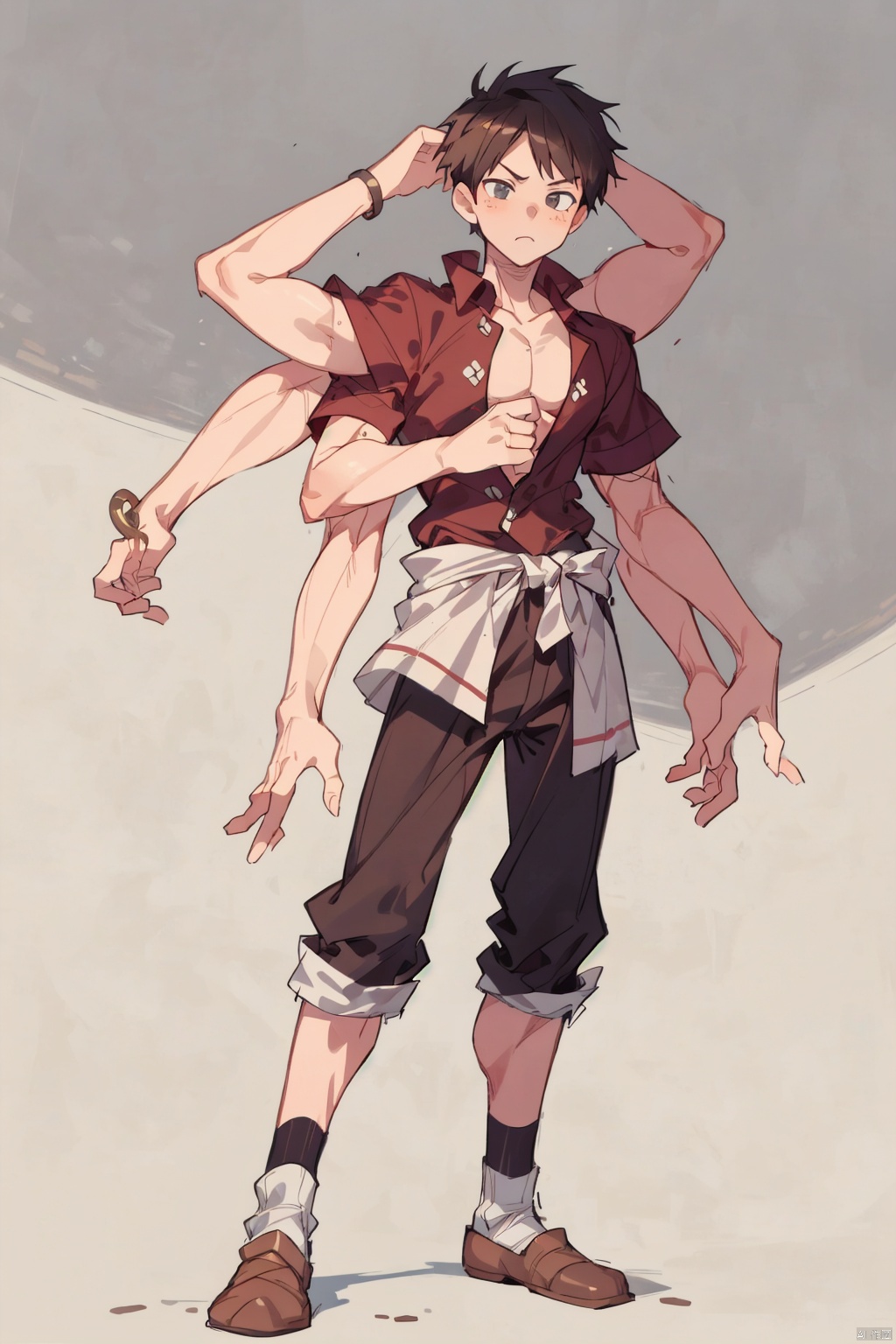  (1boy:1.6),solo,mature,incredibly absurdres,absurdres,realistic,full_shot,, Multiple arms