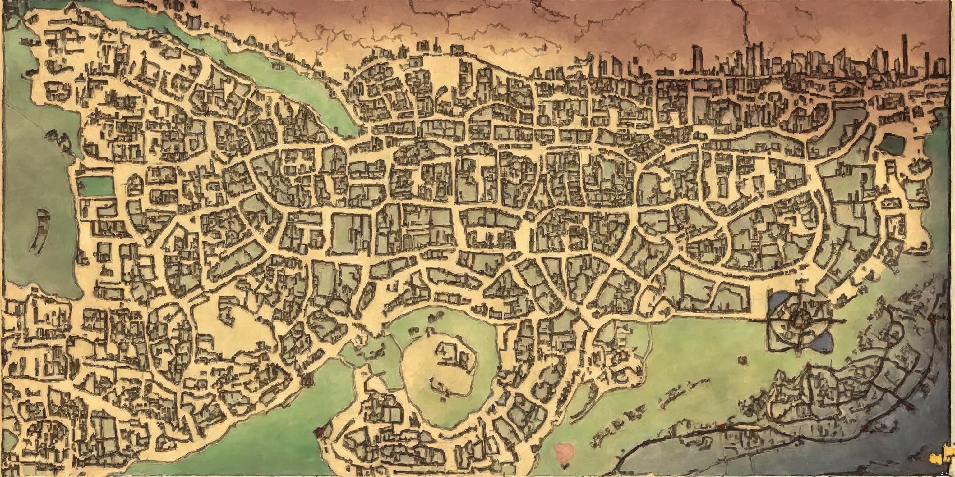  map,(city map),the city surround the big lake,dnd,london