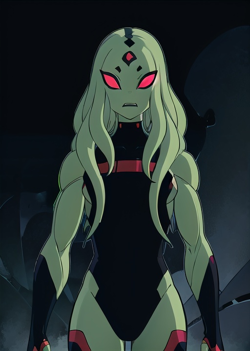 Myaxx,  green skin,  red eyes on Tensor.Art