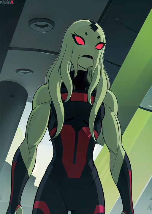 Myaxx,  green skin,  red eyes on Tensor.Art