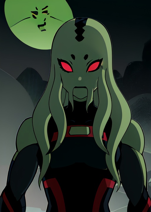 Myaxx,  green skin,  red eyes on Tensor.Art