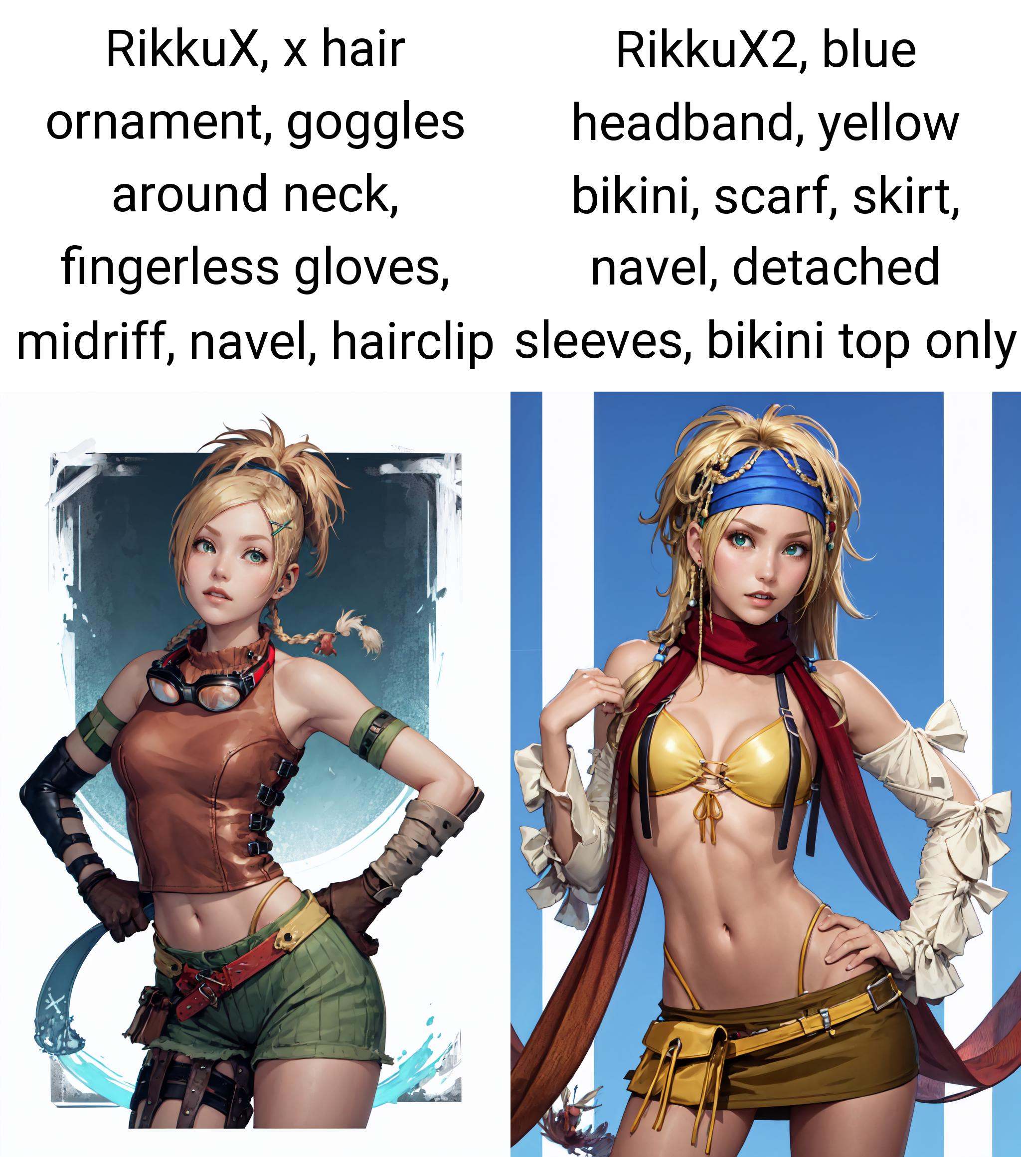 RikkuX, x hair ornament, goggles around neck, fingerless gloves, midriff, navel, hairclip, <lora:RikkuV3-000009:1>