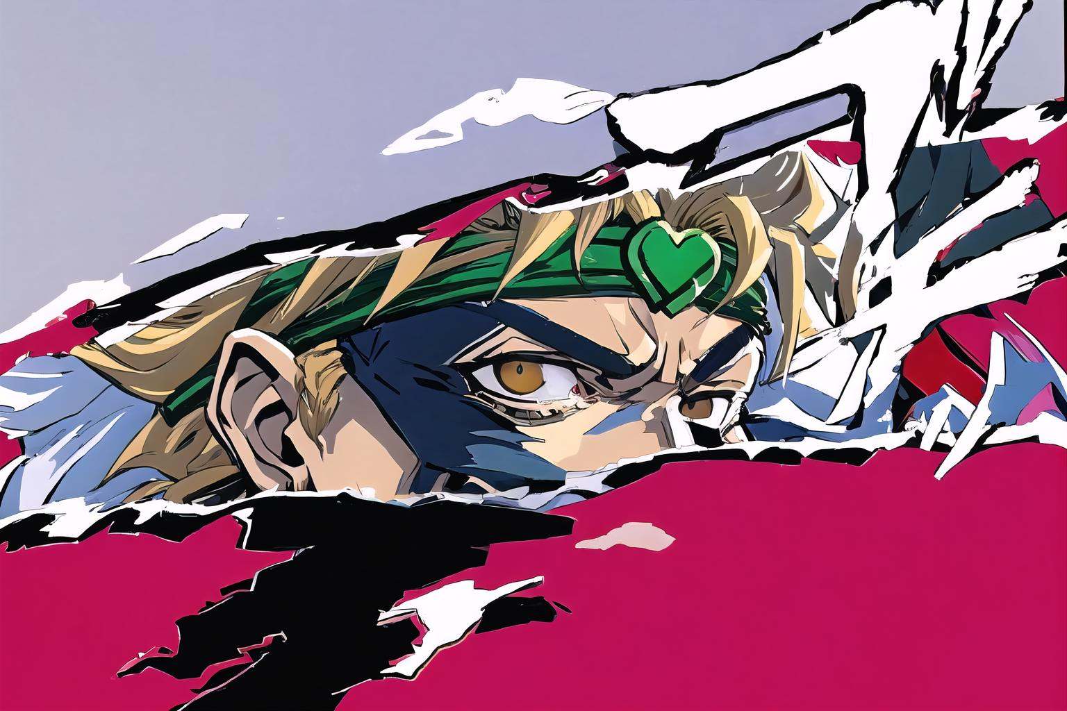 High Quality, Masterpiece, incrsperscutin, <lora:PersonaCutInV2:1>, dio, headband,  <lora:Char_Sigmas_Dio:0.9>