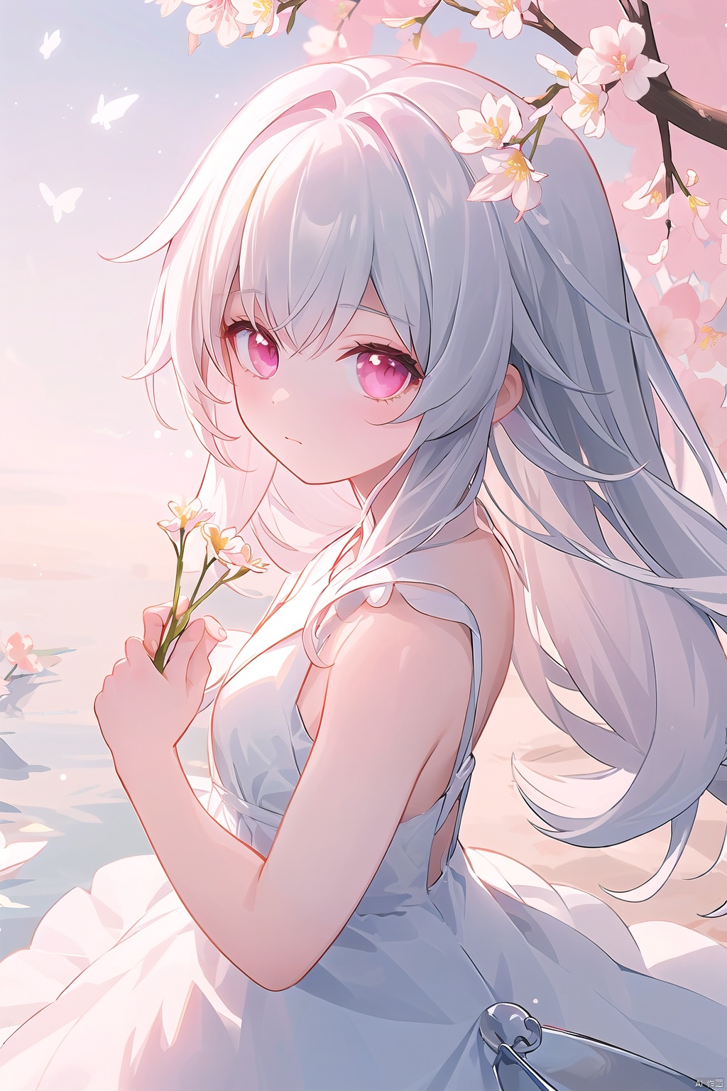  The image features a beautiful clara (honkai: star rail) dressed in a flowing white and red dress, standing amidst a flurry of red cherry blossoms. The contrast between her white dress and the red flowers creates a striking visual effect. The lighting in the image is well-balanced, casting a warm glow on the girl and the surrounding flowers. The colors are vibrant and vivid, with the red cherry blossoms standing out against the white sky. The overall style of the image is dreamy and romantic, perfect for a piece of anime artwork. The quality of the image is excellent, with clear details and sharp focus. The girl's dress and the flowers are well-defined, and the background is evenly lit, without any harsh shadows or glare. From a technical standpoint, the image is well-composed, with the girl standing in the center of the frame, surrounded by the blossoms. The use of negative space in the background helps to draw the viewer's attention to the girl and the flowers. The cherry blossoms, often associated with transience and beauty, further reinforce this theme. The girl, lost in her thoughts, seems to be contemplating the fleeting nature of beauty and the passage of time. Overall, this is an impressive image that showcases the photographer's skill in capturing the essence of a scene, as well as their ability to create a compelling narrative through their art.