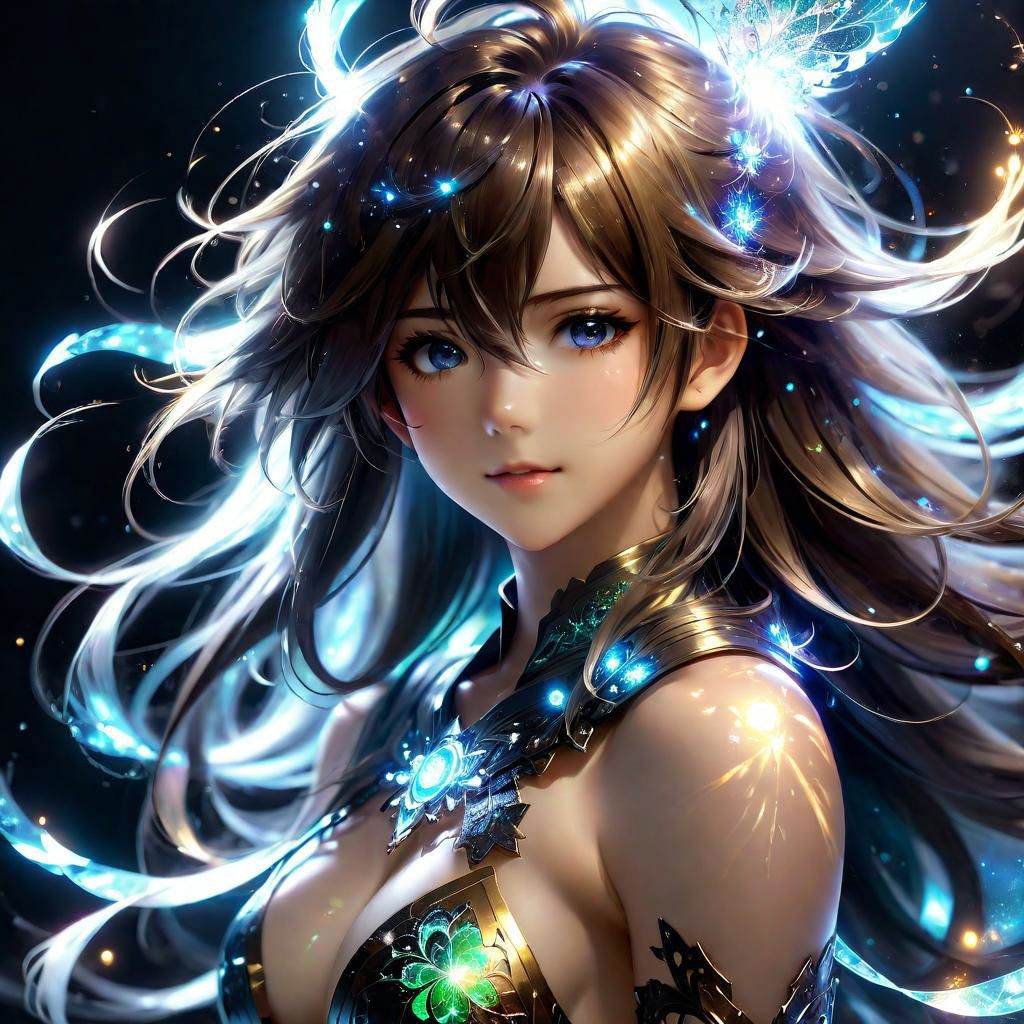 Shoulder length messy long shine hair,  happy,  Full body on Tensor.Art