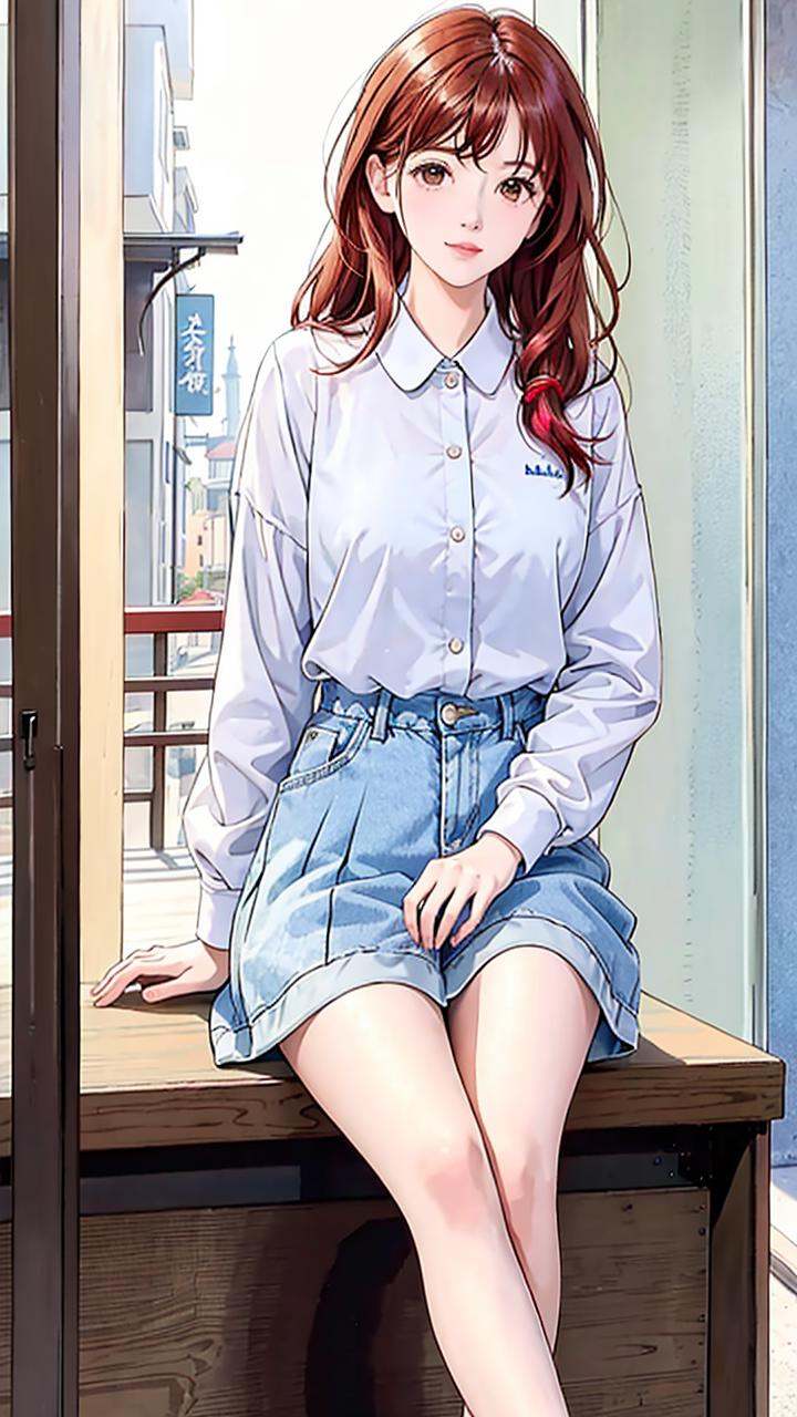 (ins style: 1.5), (masterpiece), 8k wallpaper, illustration, 1 female, (solo: 1.5), (red hair), (hair accessories), standing, in the old town, (coffee shop: 1.4), [warm Light】,(shabby and complicated street scene),(frigid face: 1),【Japanese student clothes|tops】,【Japanese student skirt】,(pleated),(bell mouth),(rich colors),【white Stockings], (sneakers), [clear Japanese background], [Japanese street shop], [(gaze)|(horizontal view)], (dynamic angle), (light), (daytime: 1.3), [(background clear Visible)|(complicated Japanese street scene)], (quiet atmosphere), (peaceful), [(serene)|(thoughtful)], (bookworm), (nerd),(exceptional,best aesthetic,new,newest,best quality,masterpiece,extremely detailed,anime:1.2),ulzzang-6500-v1.1,<lora:girlhandfix:0.3>, <lora:画风唯美Samia:0.5>, <lora:chilloutmixss_xss10:0.3>