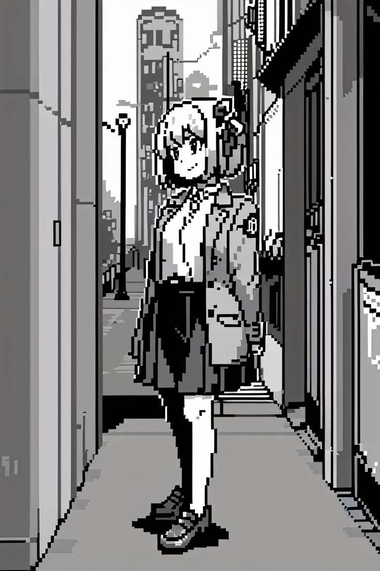 monochrome,  greyscale,  pixel art on Tensor.Art