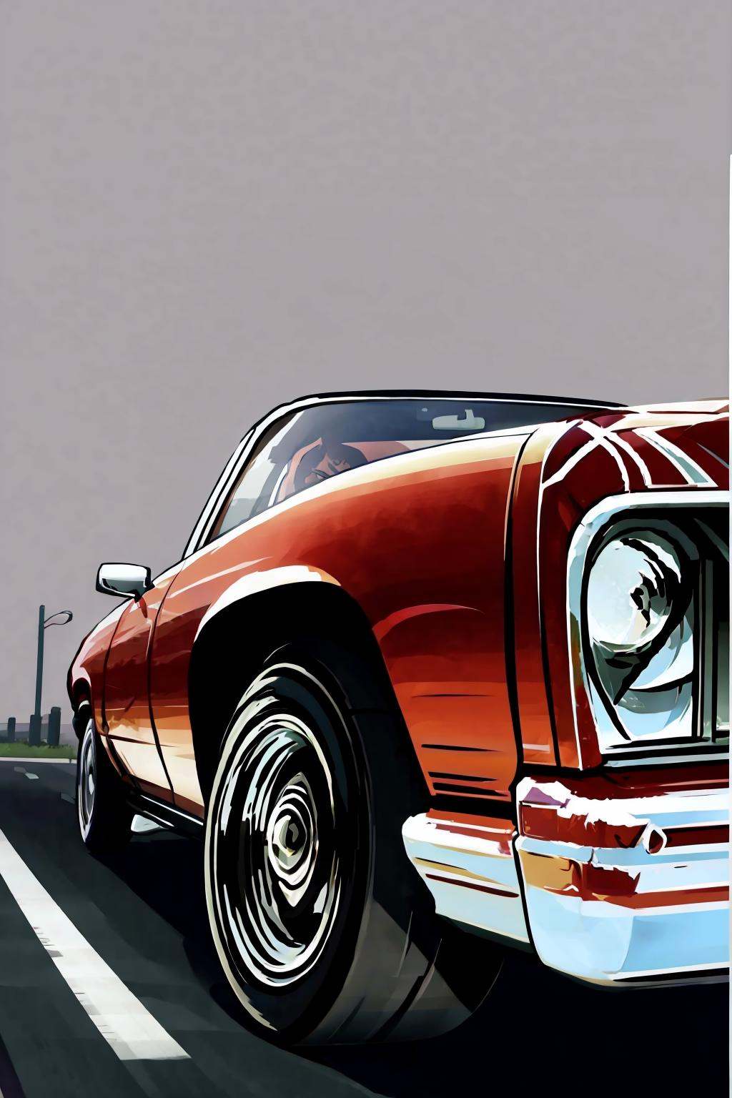 simple background,  car,  road on Tensor.Art