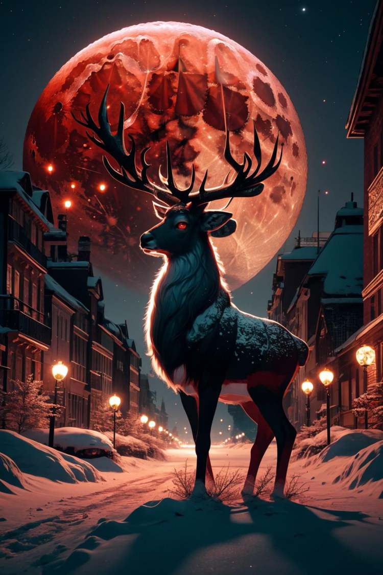 Red Moon Reindeer (Style/Concept) LoRA by richyrich515 on Tensor.Art