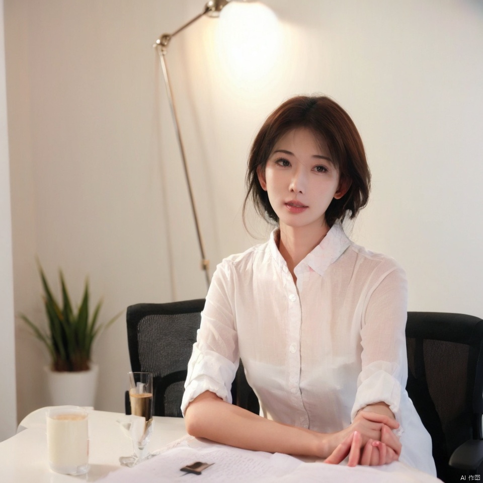 simple_background,1 girl,realistic,office lady, lzl