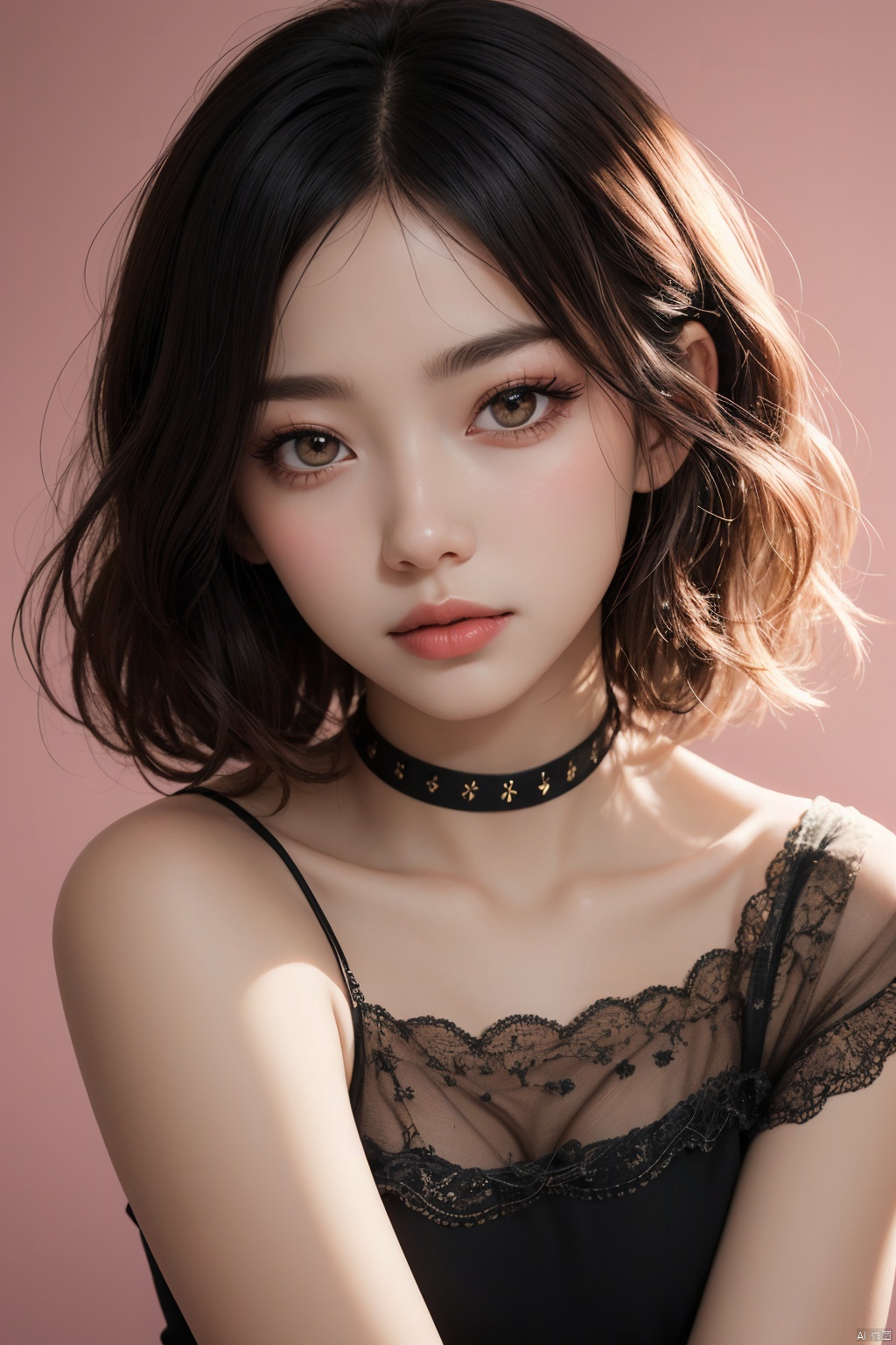  best quality,masterpiece,ultra high res,looking at viewer,simple background,studio light,makeup portrait,pink eyeshadow,
1girl, 1girl, yosshi film