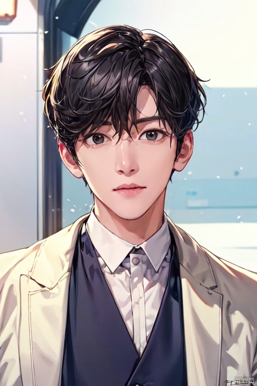 a handsome boy, 1boy, ccx, upper body, highres, masterpiece, short hair, black hair,<lora:EMS-93-EMS:0.800000>,<lora:EMS-266030-EMS:0.700000>