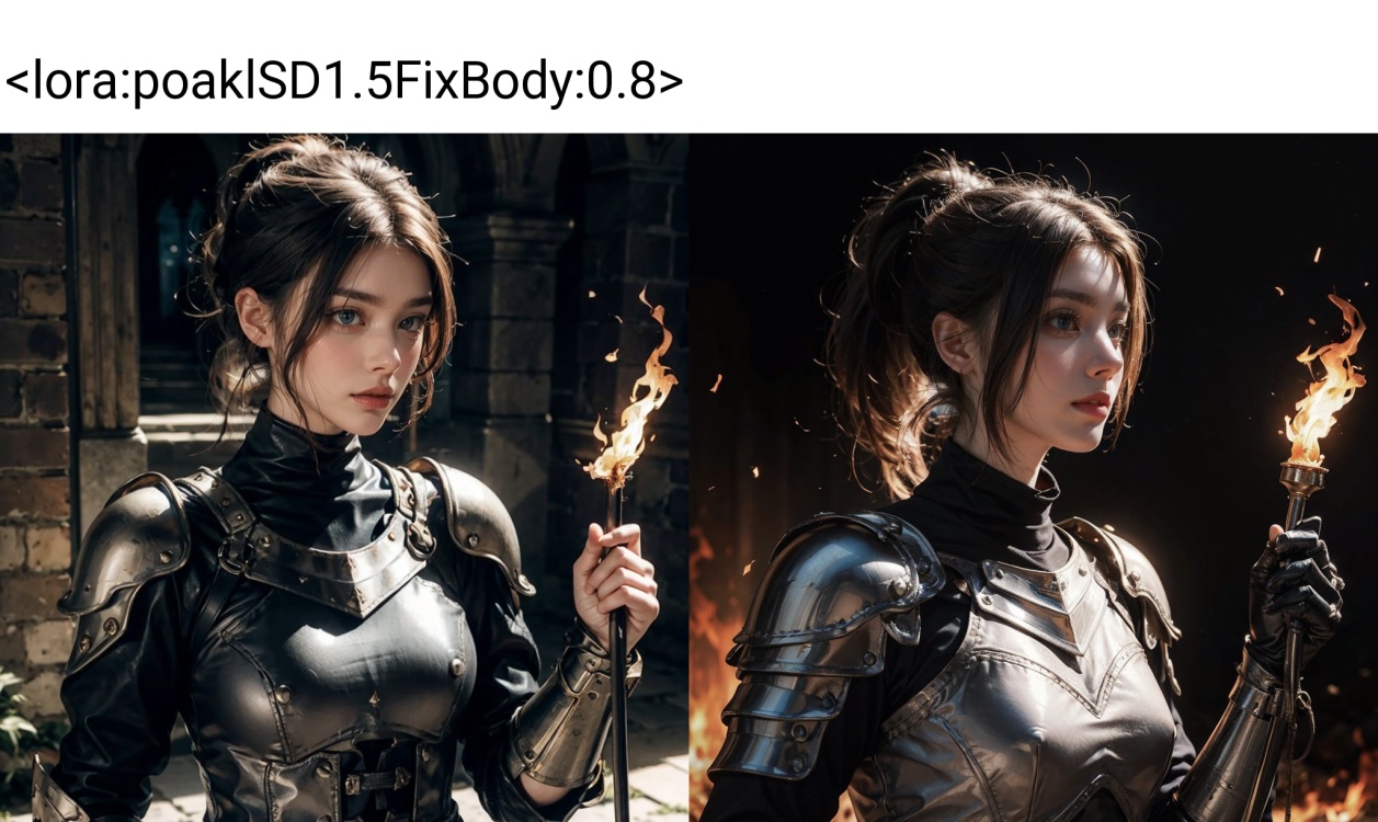 upper body, glamour photography of a random gothic woman, edgy vibe, long black hair in ponytail, warlock, flaming red eyes, pale skin, Defined jawline, skin pores, shiny skin, grainy, harsh flash lighting, sepia tone, in black leather armor, in a medieval town standing in combat pose with a burning hand, ((poakl)), <lora:poaklSD1.5FixBody:0.8>, 