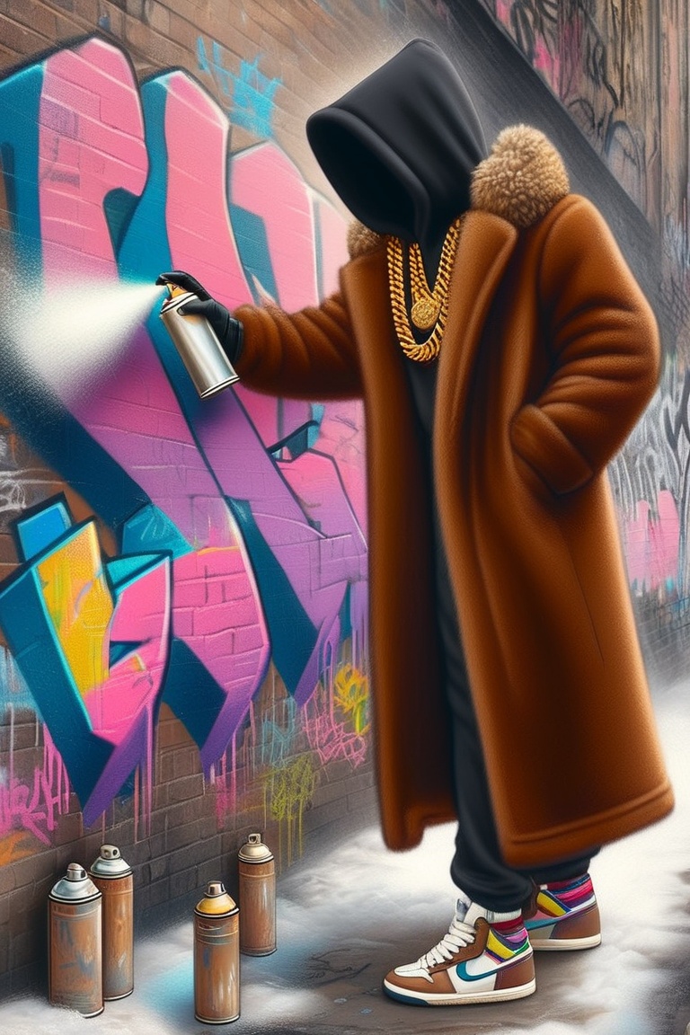a spraycan in a fur coat electricboogaloostyle,  no face,  solo on Tensor.Art