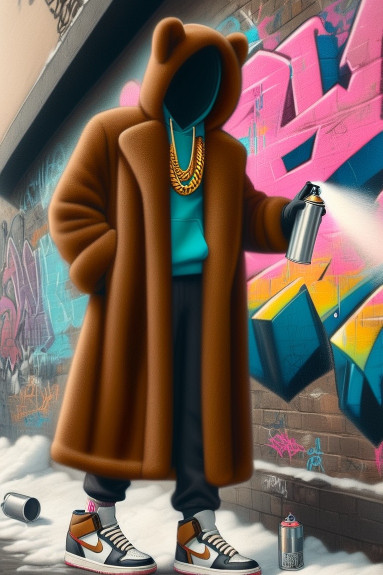 a spraycan in a fur coat electricboogaloostyle,  no face,  solo on Tensor.Art