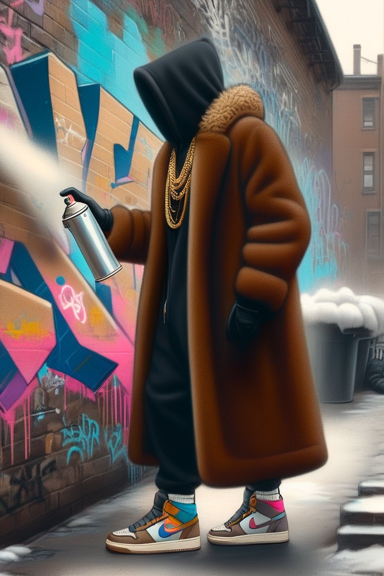 a spraycan in a fur coat electricboogaloostyle,  no face,  solo on Tensor.Art