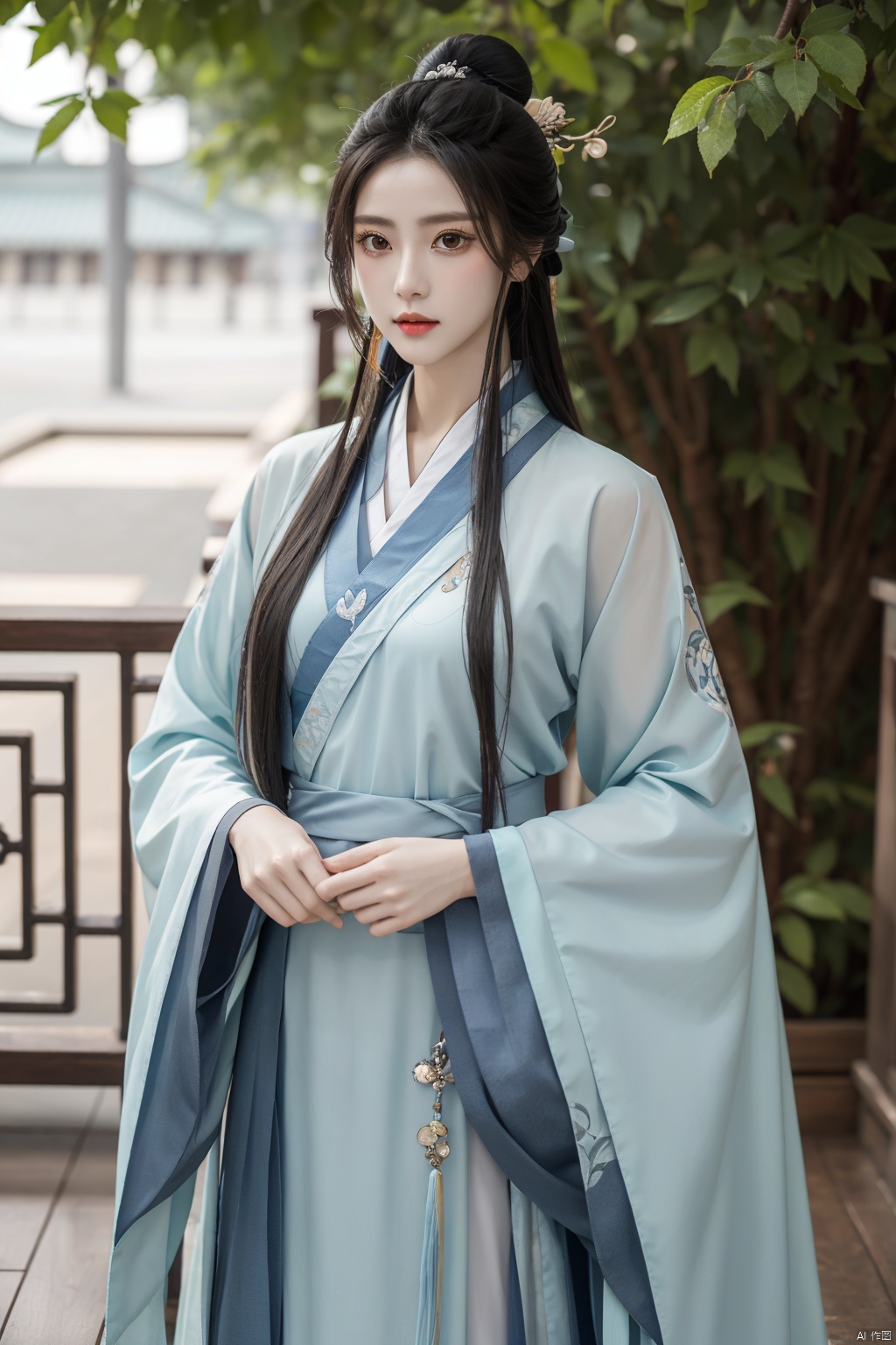 masterpiece, best quality, ,1girl,solo, chinese clothes, hanfu,simple background,
