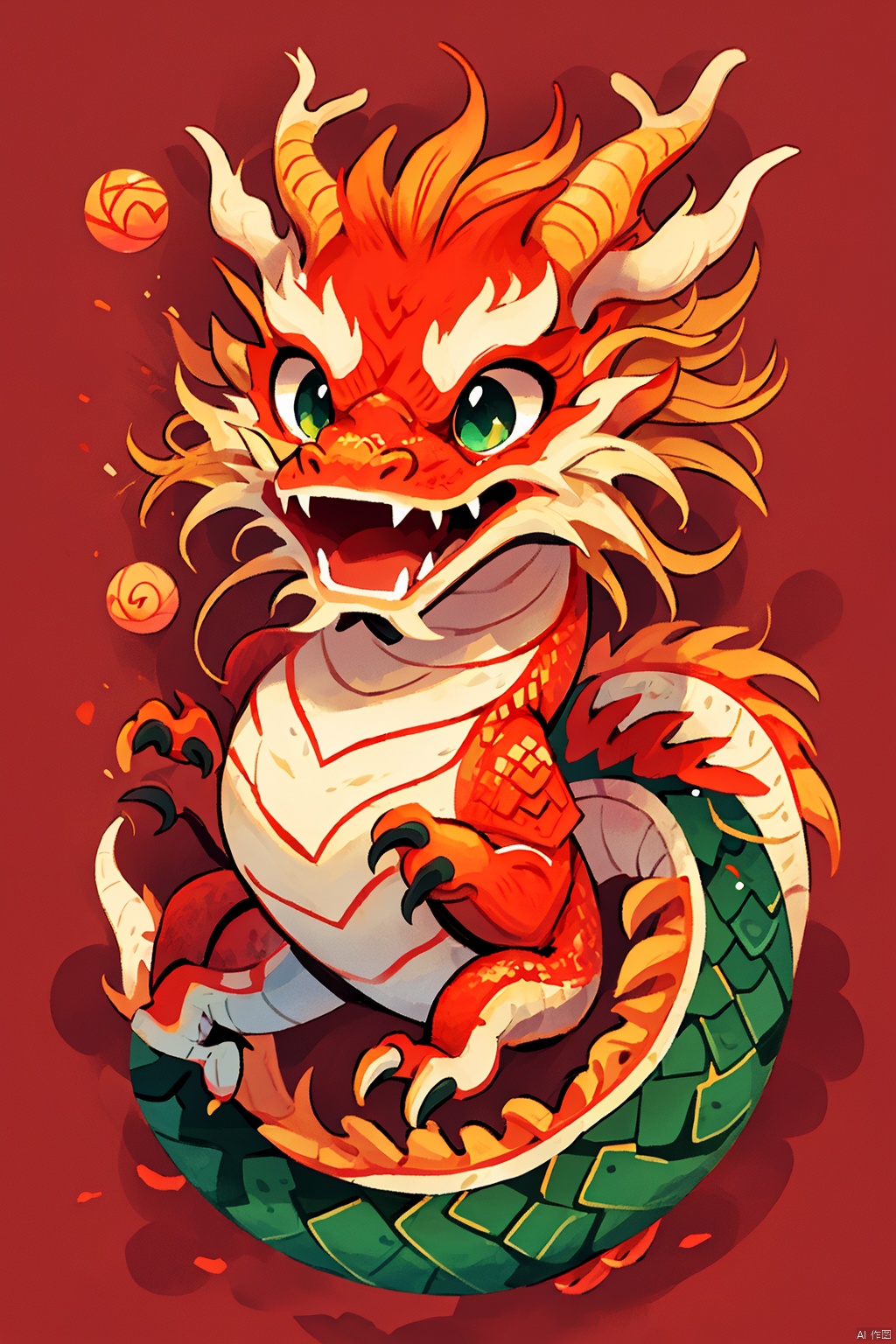 solo,  open mouth,  green eyes,  no humans,  fangs,  red background,  dragon,  red theme,  eastern dragon,<lora:EMS-266638-EMS:0.800000>