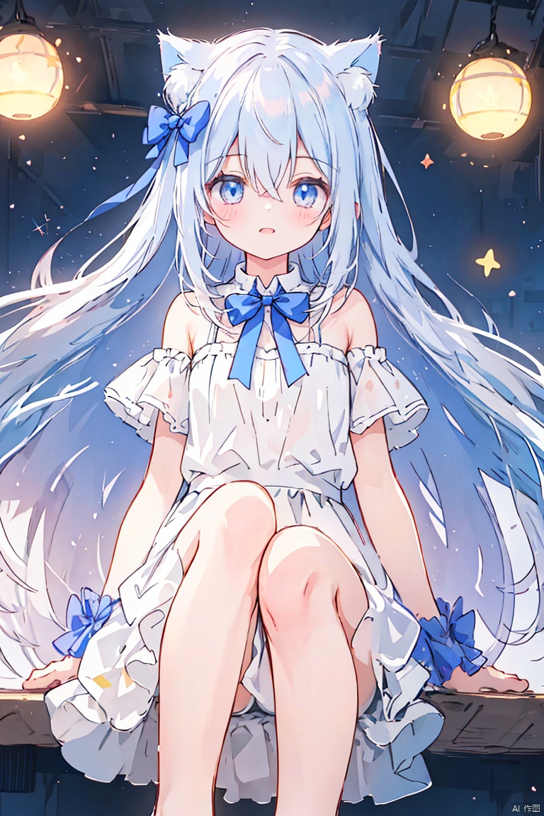  (masterpiece, extremely detailed 8k wallpaper,best quality), (best illumination, best shadow, extremely delicate and beautiful), floating, finely detail, Depth of field (bloom), (shine), glinting stars,classic, (illustration), (sketch),(panorama),foot out of frame
detailed eyes,perfect face,
1girl, solo ,long hair ,hair between eyes ,floating hair,hair bow,cat ears,
small breasts