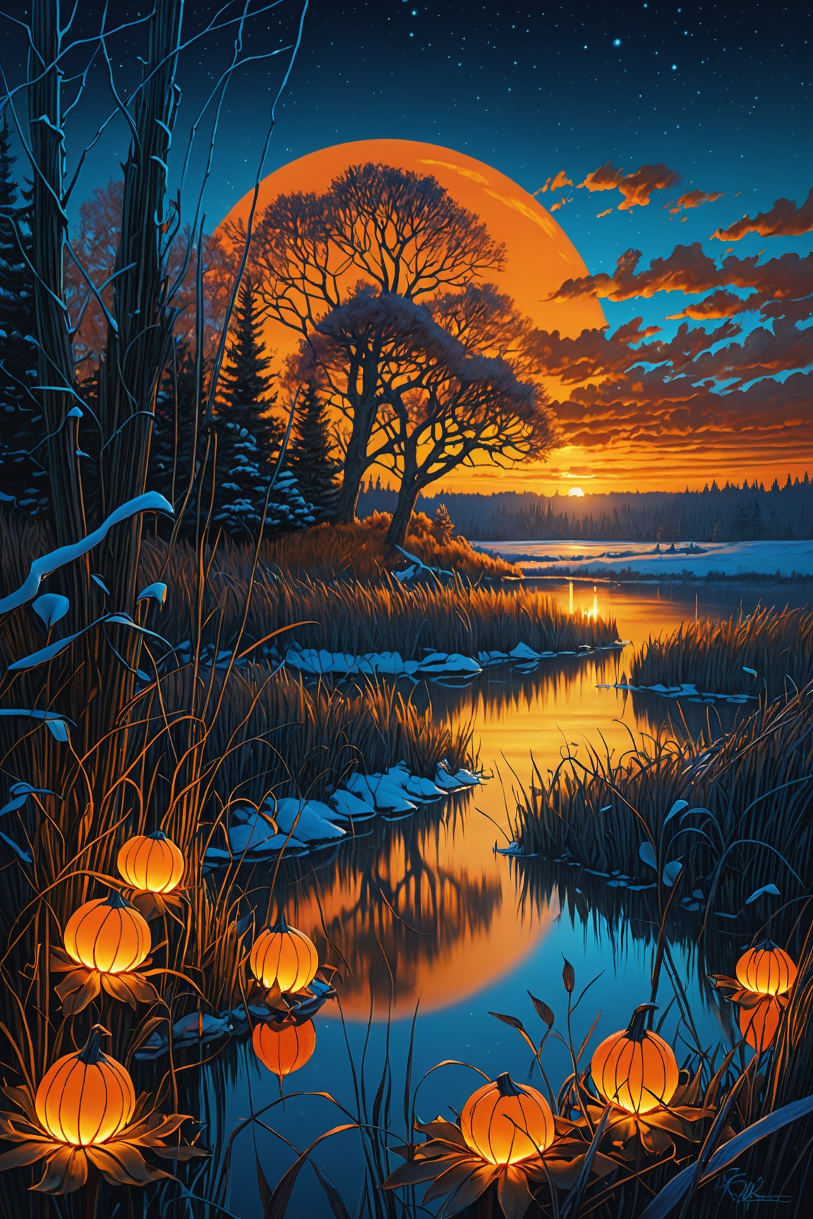magine a bioluminescent orange glowing ethereal enchanted wonderland,  soft lighting art by Phil Koch,  Meghan Howland on...