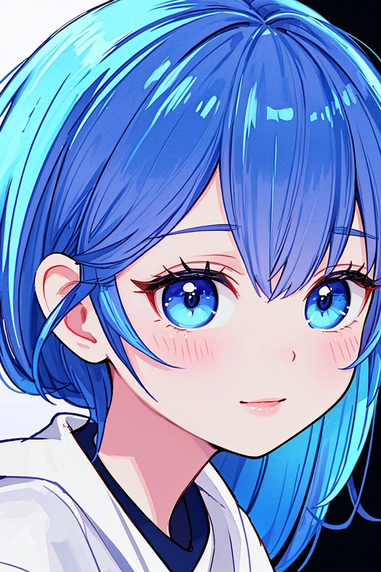 woman,  smiling,  blue hair on Tensor.Art