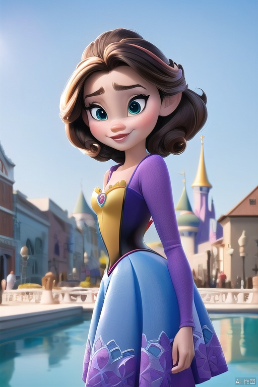 disney, 1girl, looking_at_viewer, masterpiece,  high high quality, street,<lora:EMS-266881-EMS:1.000000>