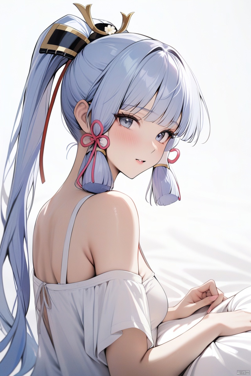 (masterpiece, best quality), 1girl, kamisato_ayaka, solo, simple_background, white background, 