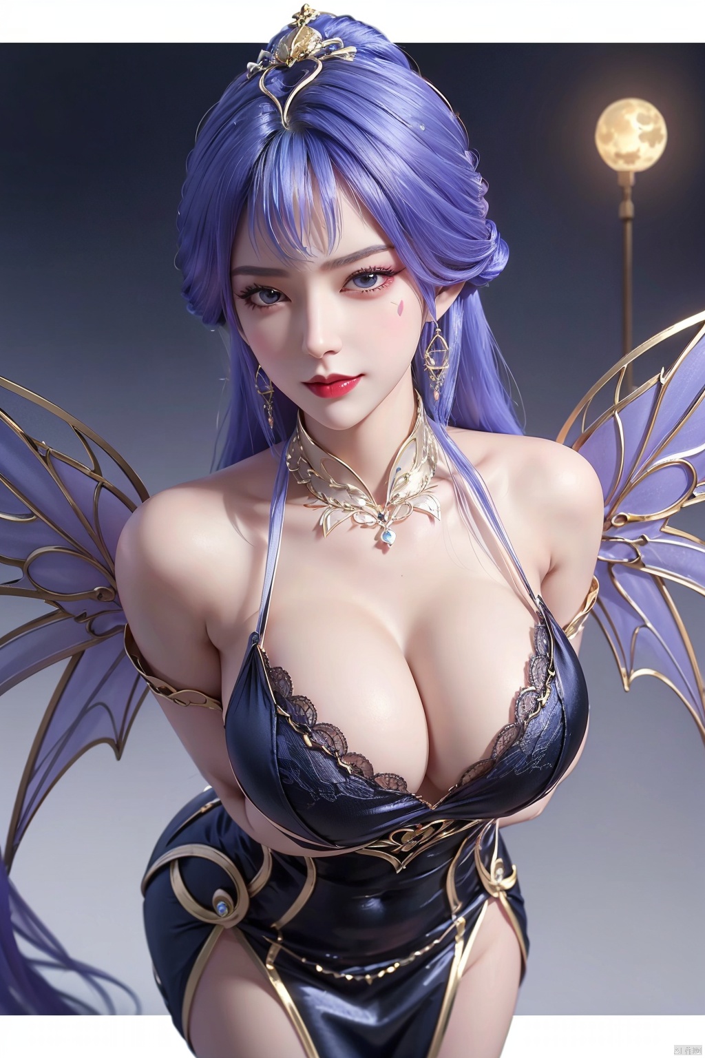  Unparalleled masterpiece, Sit tall, Wonderland,a girl, (sky blue hair), (crystal, 1.4), (shoulders, crystal wings), (forehead, flame tattoo, 1.4), nude, (round collar, jewelry, sapphire, light), high quality, Masterpiece, ((round hips, legs), graceful curves), (((huge breasts, ))) (puffy nipples), Cleavage, sexy heels, surreal 8k CG, ((shy)), perfect artwork, perfect female figure, (mature female), milk, small waist, Chinese mythology, ((seductive pose, sexy pose)), clean, beautiful face, pure face, pale skin, long hair, ((huge breasts)), nsfw, prominent breasts, full nipples, delicate skin, delicate patterns, intricate details, (rich:1.4), Jewelry, precious stones, gold, silver, diamonds, glitter, sapphire, (seductive smile)), blue eyes, red lipstick, Curves, Round big hips, ruby, emerald, pearl, amber, obsidian, (Masterpiece:1.4), (Best quality :1.4), Shiny skin, lexaiduer, bracelet, (sexy lace), breasts, cleavage, sleeveless, solo, Moon, fishnet, jewelry, solo, (Forehead mark:1.4), Face Mark, Earrings, Hair bag, Necklace, Hair accessory, ((separate the five fingers)), ((fingers graceful curve)), (( right hand graceful curve)), (legs graceful curve, long legs), ((straighten the fingers)), ((palms graceful curve)),(((fluffy set super huge wings))), (((grab breast))), ((left fingers include thumb, index finger, middle finger, ring finger and little finger)), (hand grip chest), (smooth arms, perfect curves), ((perfect calfs)), ((perfect foot)),((clench the fingers on the chest)),qy-hd, ((separate the five fingers)), ((fingers graceful curve)), (( right hand graceful curve)), (legs graceful curve, long legs), ((straighten the fingers)), ((palms graceful curvy)),(((fluffy set super huge wings))), (((grab breast))),(focusing face:1.7), ((Perfect body proportions)), ((pure aureate silk shoulder-length dress:1.4))