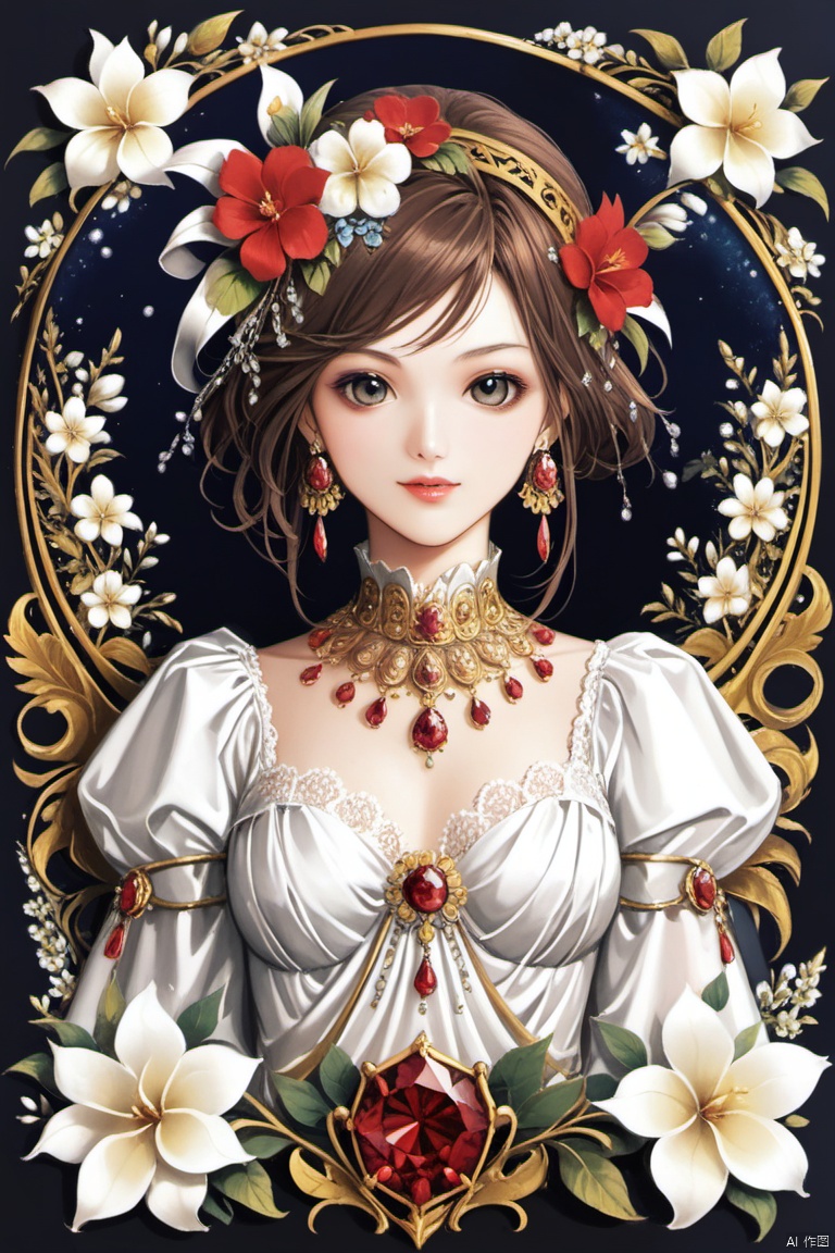  1girl,flowers, jewerly,upper body, ASF, NVZ