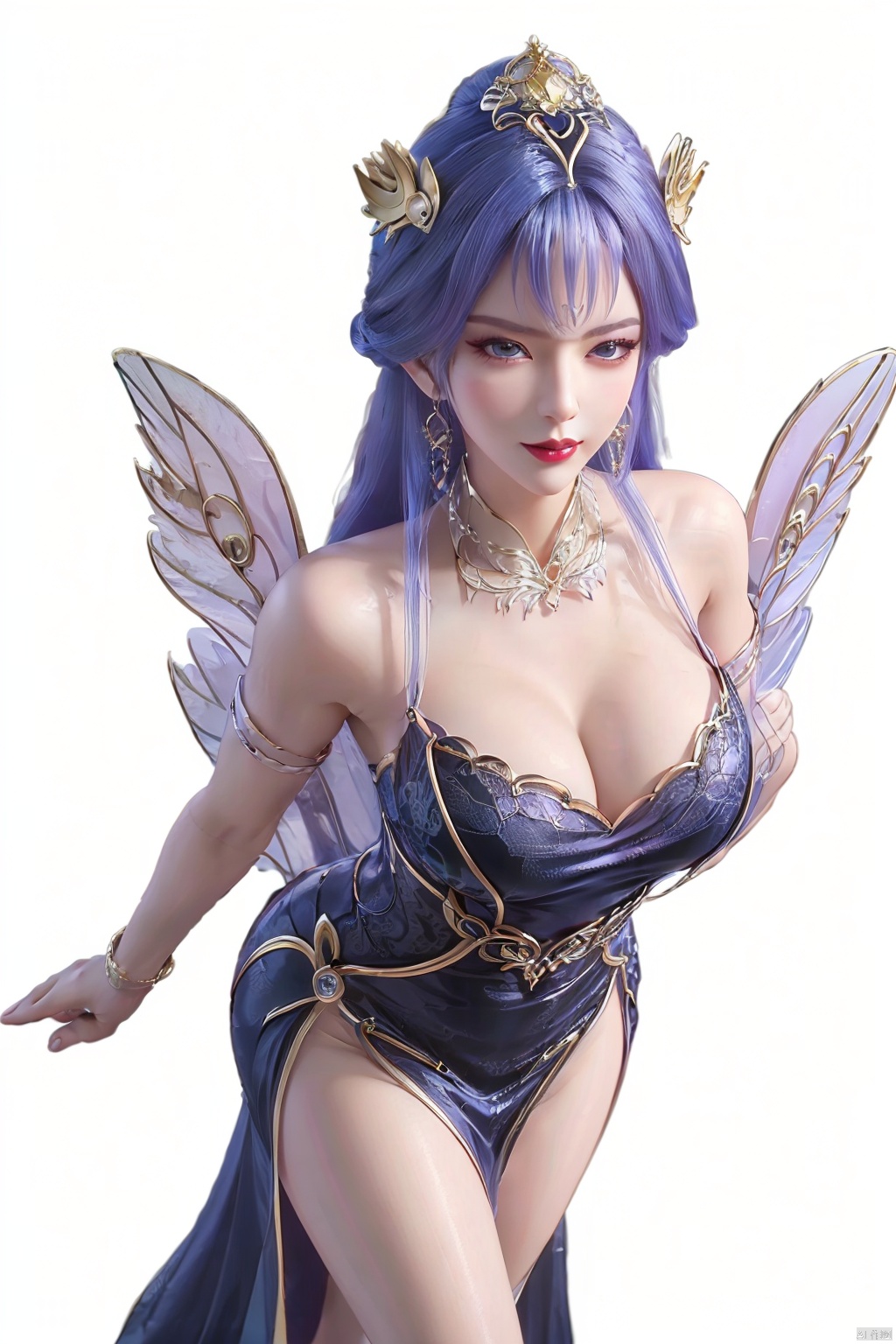 Unparalleled masterpiece, Sit tall, Wonderland,a girl, (sky blue hair), (crystal, 1.4), (shoulders, crystal wings), (forehead, flame tattoo, 1.4), nude, (round collar, jewelry, sapphire, light), high quality, Masterpiece, ((round hips, legs), graceful curves), (((huge breasts, ))) (puffy nipples), Cleavage, sexy heels, surreal 8k CG, ((shy)), perfect artwork, perfect female figure, (mature female), milk, small waist, Chinese mythology, ((seductive pose, sexy pose)), clean, beautiful face, pure face, pale skin, long hair, ((huge breasts)), nsfw, prominent breasts, full nipples, delicate skin, delicate patterns, intricate details, (rich:1.4), Jewelry, precious stones, gold, silver, diamonds, glitter, sapphire, (seductive smile)), blue eyes, red lipstick, Curves, Round big hips, ruby, emerald, pearl, amber, obsidian, (Masterpiece:1.4), (Best quality :1.4), Shiny skin, lexaiduer, bracelet, (sexy lace), breasts, cleavage, sleeveless, solo, Moon, fishnet, jewelry, solo, (Forehead mark:1.4), Face Mark, Earrings, Hair bag, Necklace, Hair accessory, ((separate the five fingers)), ((fingers graceful curve)), (( right hand graceful curve)), (legs graceful curve, long legs), ((straighten the fingers)), ((palms graceful curve)),(((fluffy set super huge wings))), (((grab breast))), ((left fingers include thumb, index finger, middle finger, ring finger and little finger)), (hand grip chest), (smooth arms, perfect curves), ((perfect calfs)), ((perfect foot)),((clench the fingers on the chest)),qy-hd, ((separate the five fingers)), ((fingers graceful curve)), (( right hand graceful curve)), (legs graceful curve, long legs), ((straighten the fingers)), ((palms graceful curvy)),(((fluffy set super huge wings))), (((grab breast))),(focusing face:1.7), ((Perfect body proportions)), ((pure aureate silk shoulder-length dress:1.4))