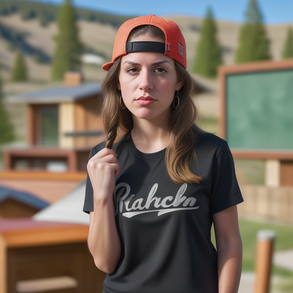 Portrait Photo of mrlhgr,  girl gangsta rapper,  Ketchum idaho background on Tensor.Art