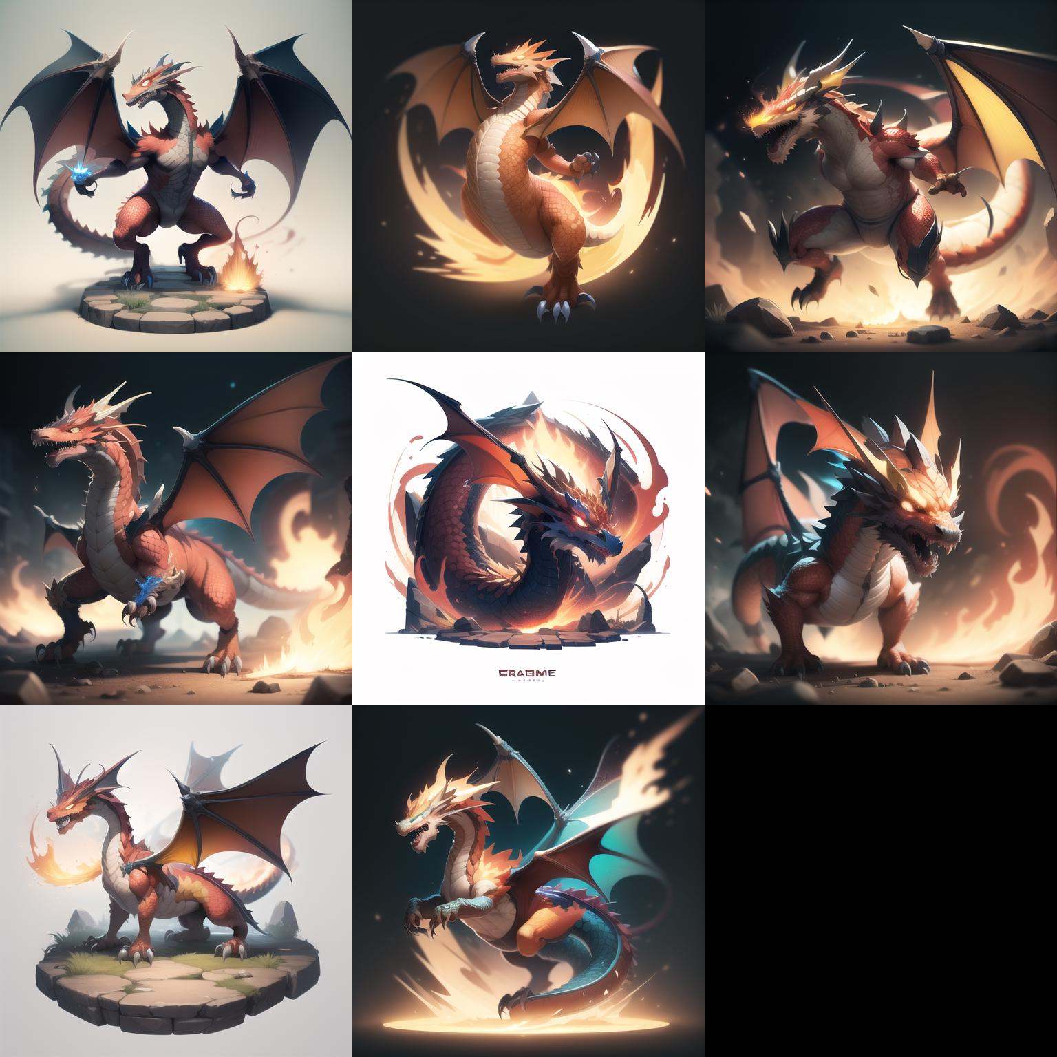 Masterpiece,High Quality,High resolution,The highest resolution,White background,Complicated details,Highest quality,game icon,game icon institute,cartoon_style,full body,Dragon,Flame,