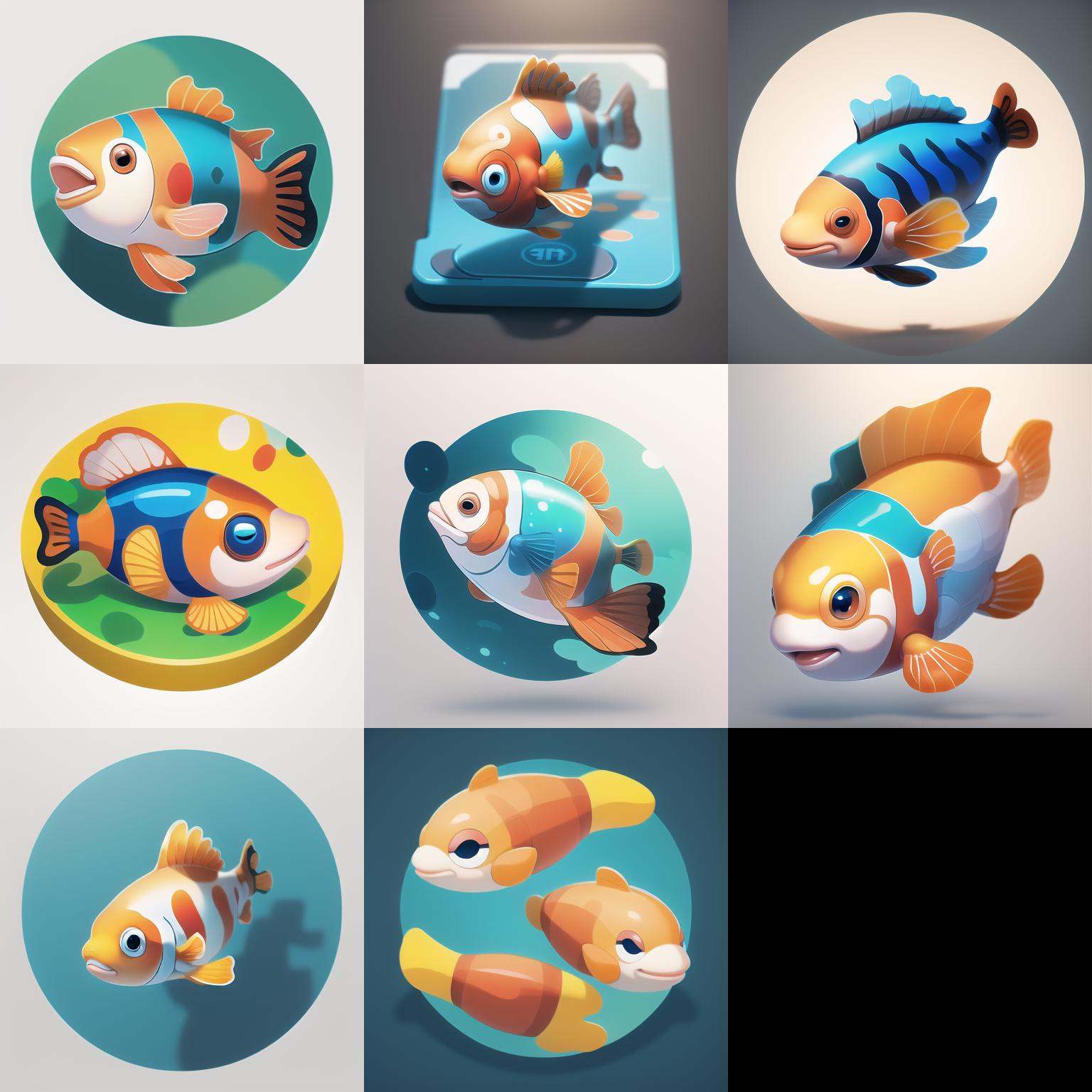 Masterpiece,High Quality,High resolution,The highest resolution,White background,Complicated details,Highest quality,game icon,game icon institute,cartoon_style,full body,Clownfish,