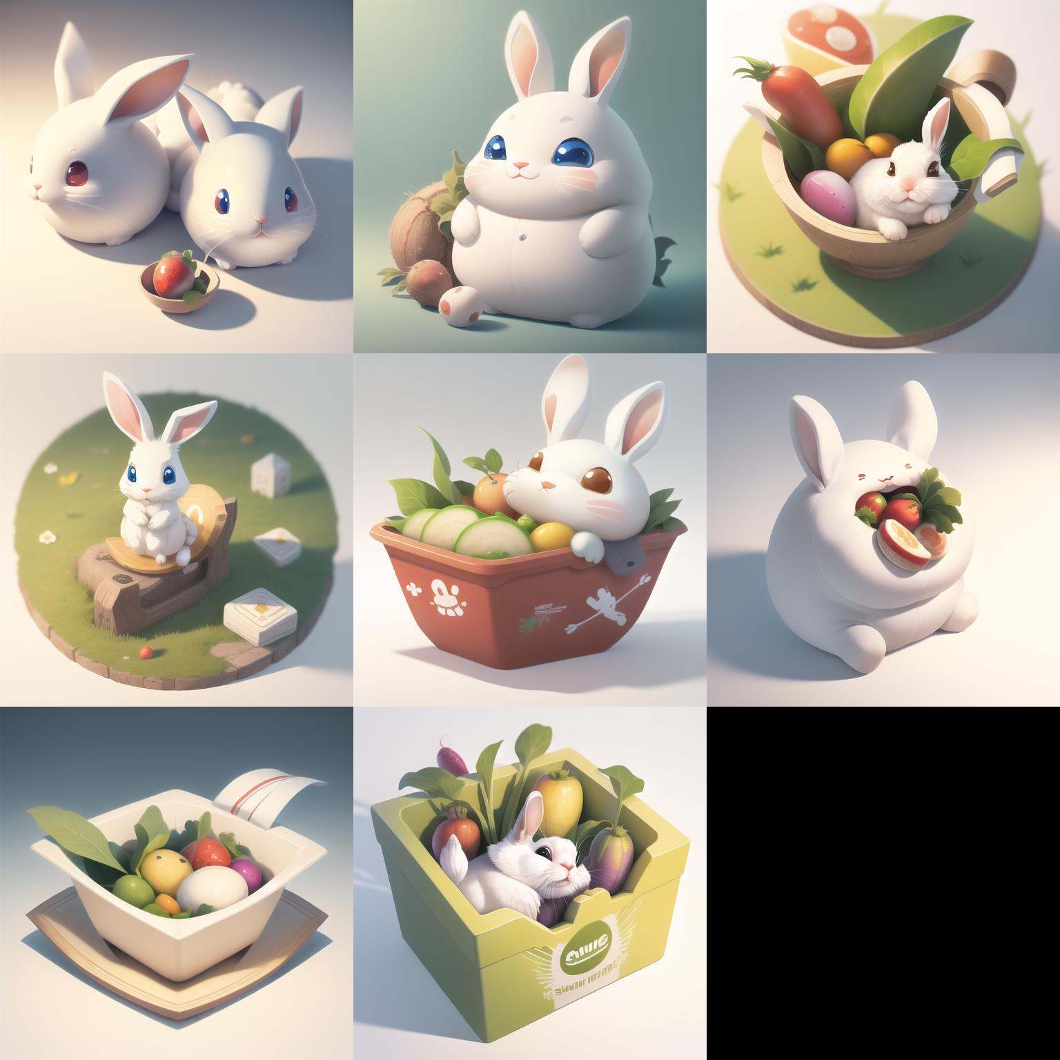 Masterpiece,High Quality,High resolution,The highest resolution,White background,Complicated details,Highest quality,game icon,game icon institute,cartoon_style,full body,Sitting,Rabbit,Take the radish,
