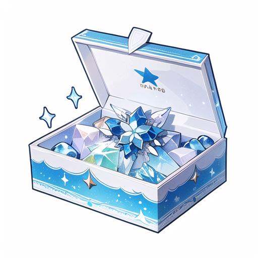 (masterpiece, top quality, best quality, official art, beautiful and aesthetic:1.2),(8k, best quality, masterpiece:1.2),(((white background,))),a blue gift box with a star on top of it and a ribbon around the top of it, white background, flower, no humans, sparkle, gem, blue theme, crystal, blue gemstone, still life, pearl \(gemstone\),<lora:game icon institute_2D:0.5>,